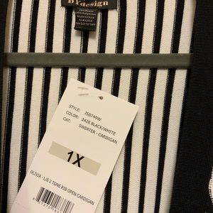 New black and white striped lightweight cardigan